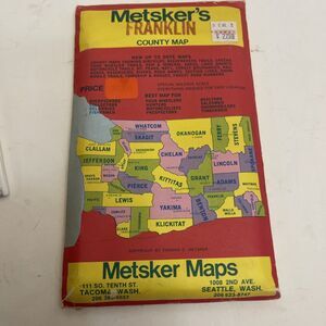 Vtg Metsker’s Franklin County Map Washington State 1970s